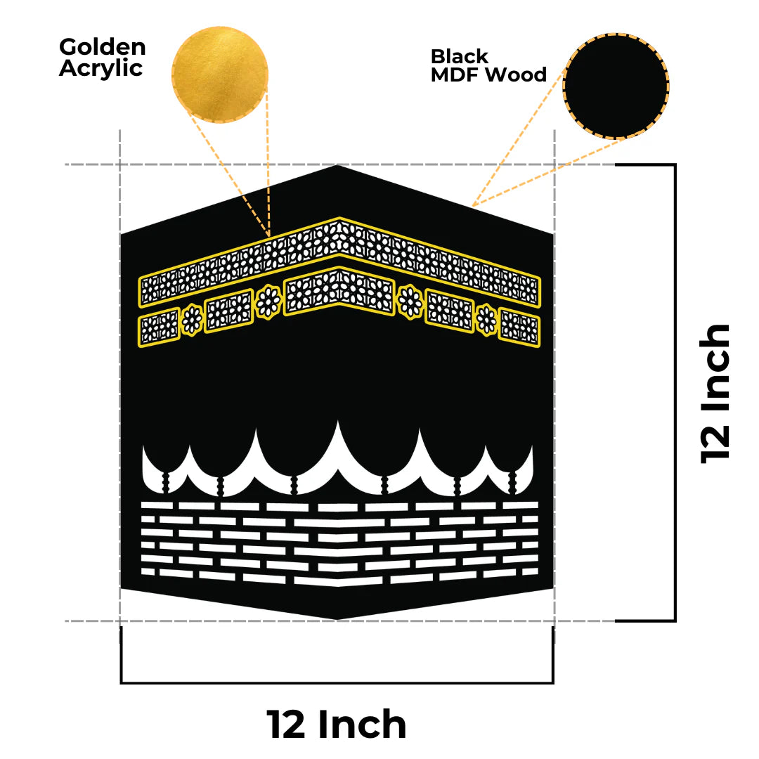 LED Wall Art Inspired by the Kaaba – Elegant Islamic Home Decoration (12x12 inches)