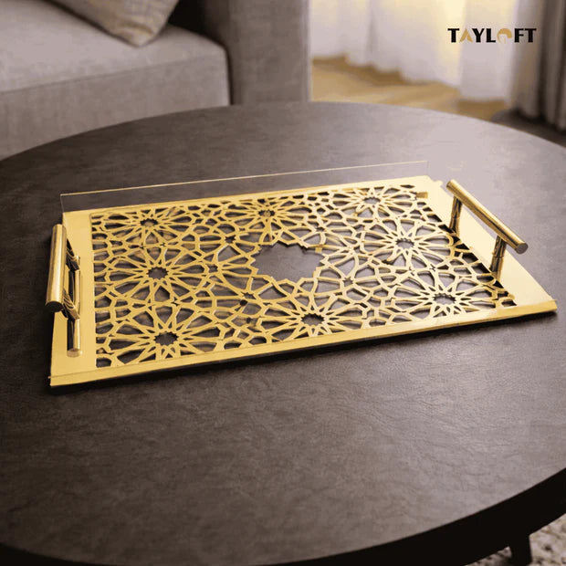 Sultané Royale™ Gold Tray With Metal Handles-SRG01