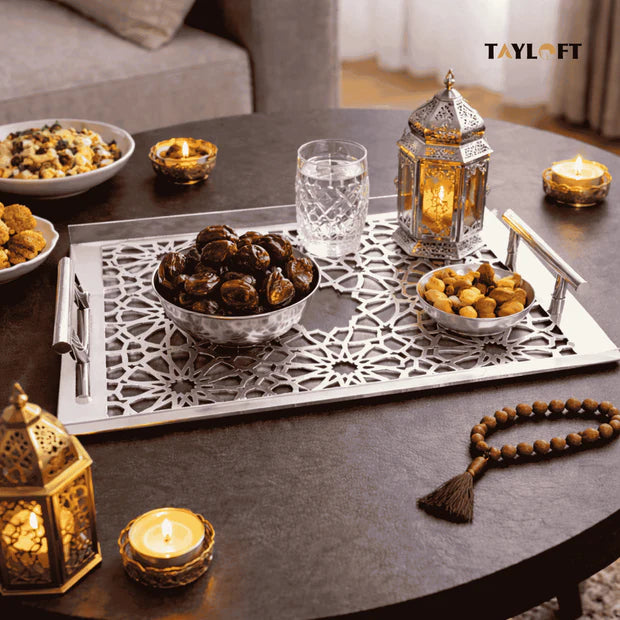 Sultané Royale™ Gold Tray With Metal Handles-SRG01