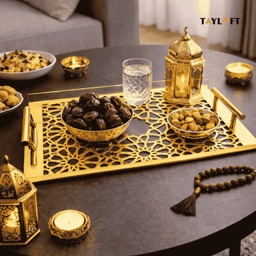 Sultané Royale™ Gold Tray With Metal Handles-SRG01