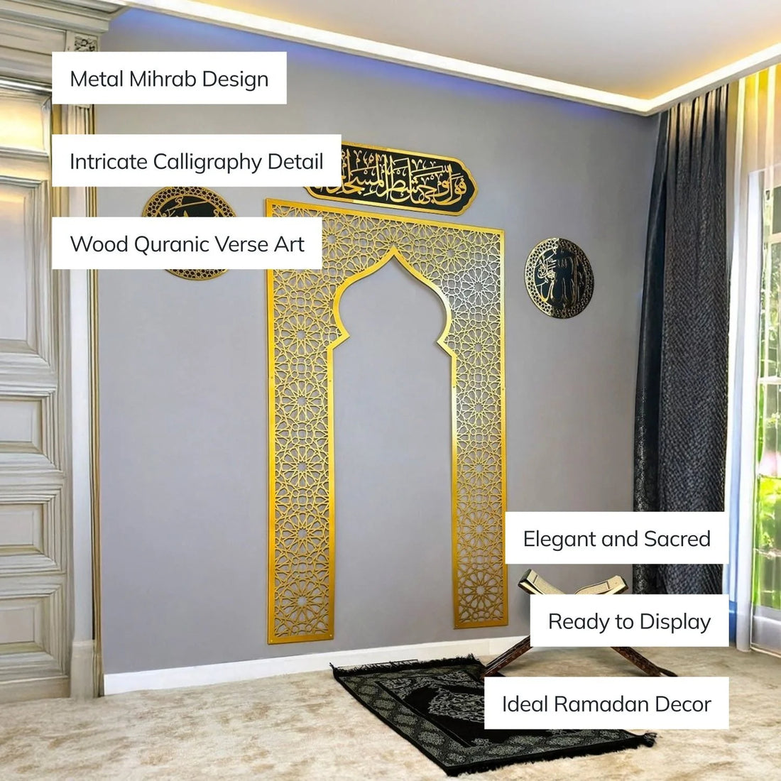 Mehrab Wall Art for Prayer Area Room – Elegant Namaz Decor Piece