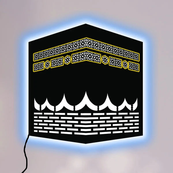 LED Wall Art Inspired by the Kaaba – Elegant Islamic Home Decoration (12x12 inches)